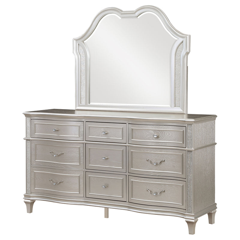 Coaster Furniture Evangeline Silver Oak 9 Drawers Dresser And Mirror