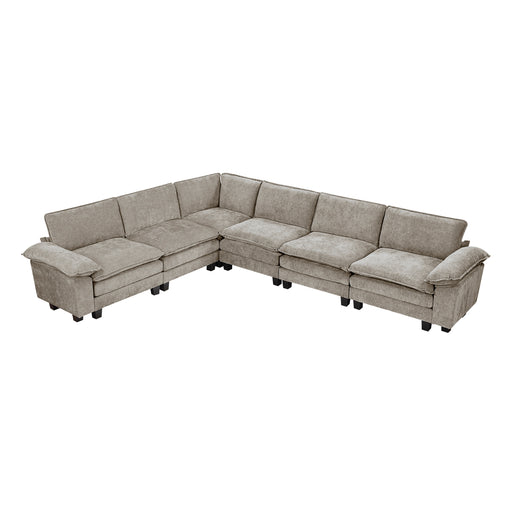 Home Elegance Dublin Pewter 6pc Modular Sectional