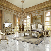 Acme Furniture Desiderius Antique Gold Brown Dresser and Mirror