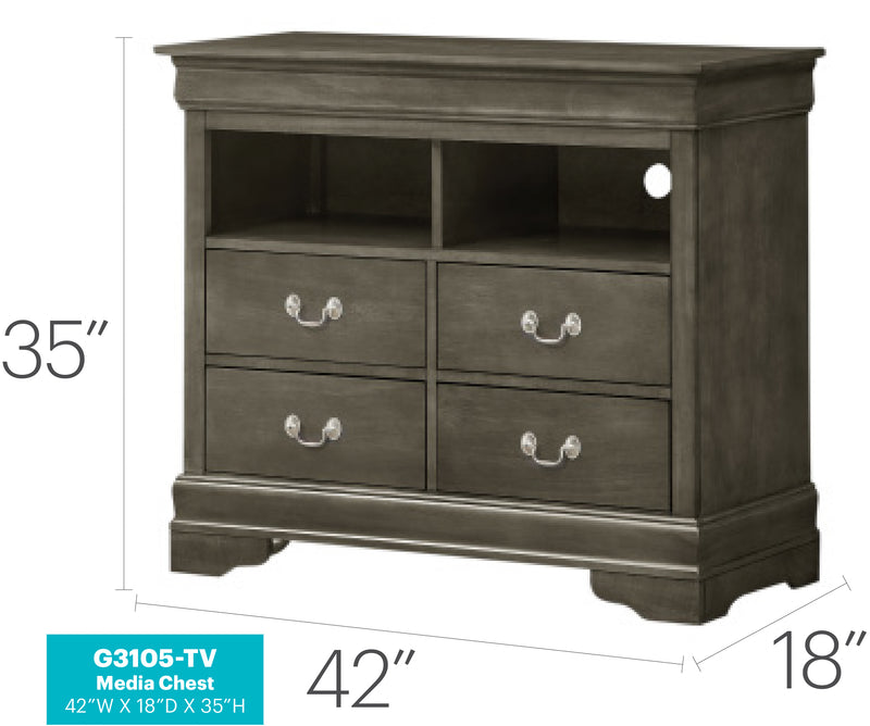 Glory Furniture Louis Phillipe Black Media Chest