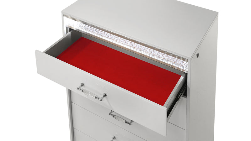 Galaxy Home Glam White 5 Drawer Chest