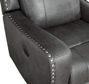 Home Elegance Kellen Dark Gray Power Double Reclining Love Seat with Console