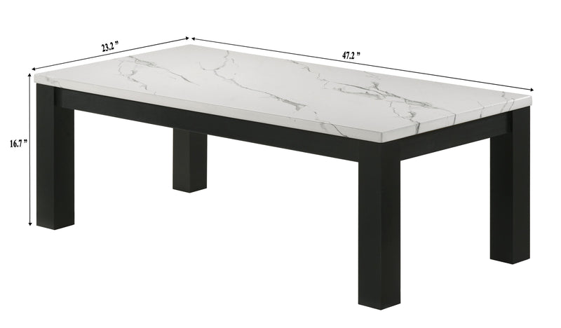 Crown Mark Ivy White Faux Marble 3pc Cocktail Table Set