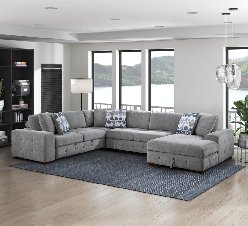 Home Elegance Raife Taupe 4pc Sectional with Right Chaise