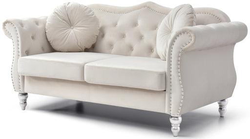 Glory Furniture Hollywood Ivory Velvet Fabric Loveseat