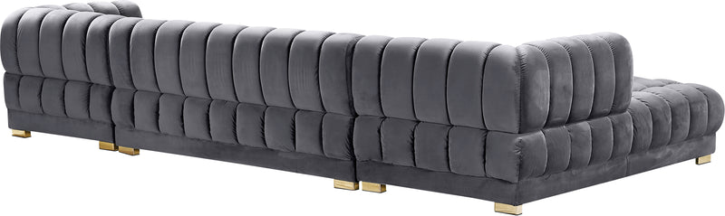 Meridian Furniture Gwen Black Velvet 3pc Sectional