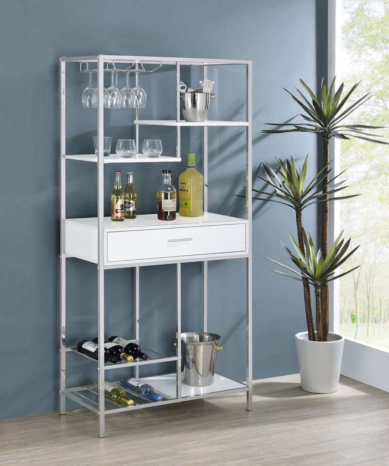 Coaster Furniture Figueroa Glossy White 5 Shelf Wine Cabinet