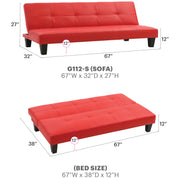Glory Furniture Alan Red Faux Leather Sofa Bed