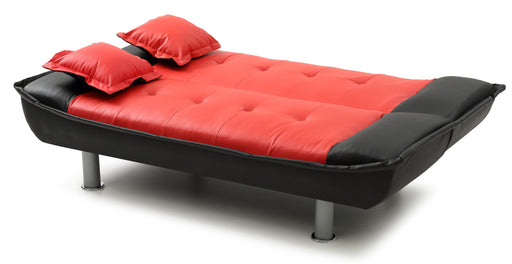 Glory Furniture Lionel Black Red Faux Leather Sofa Bed