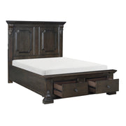Home Elegance Cornwall Espresso King Platform Bed with Footboard Storage