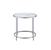 Steve Silver Rayne White Faux Marble Top Round End