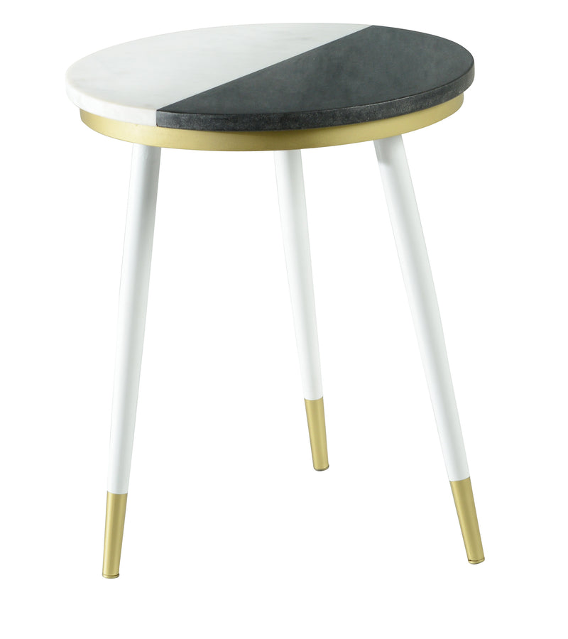 Steve Silver Taj Black White 2pc Marble Top Side Tables