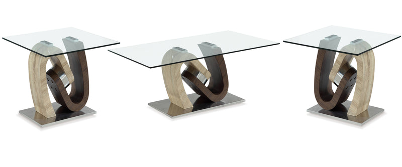 Global Furniture T4126 Dark Brown Oak Silver Coffee Table