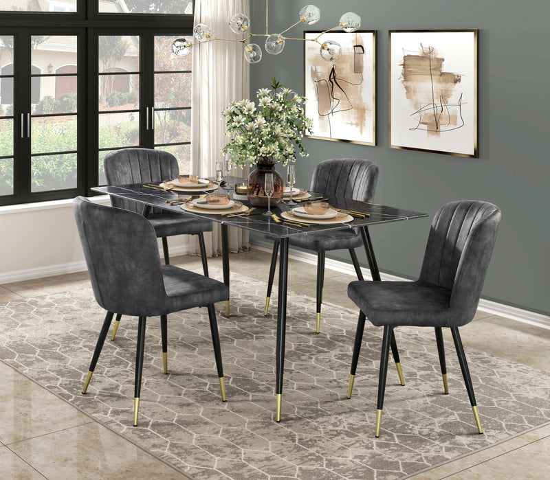 Home Elegance Clemente Black Gold Gray Dining Table