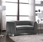 Meridian Furniture Julian Grey Velvet Chrome Loveseat