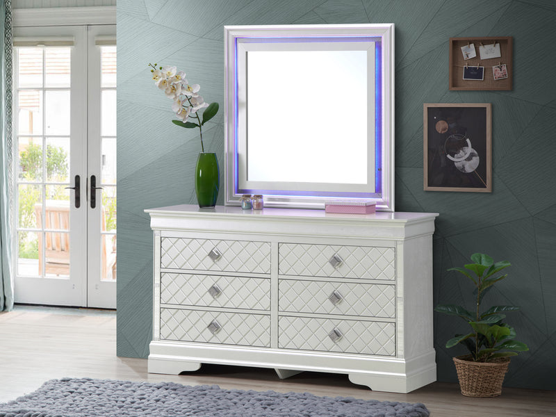 Glory Furniture Verona Sleek Silver Champagne Modern Dresser