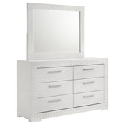 Coaster Furniture Ives White High Gloss Dresser and Mirror
