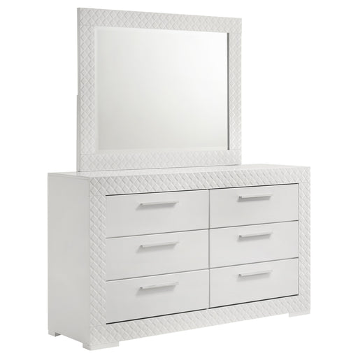 Coaster Furniture Ives White High Gloss Dresser and Mirror