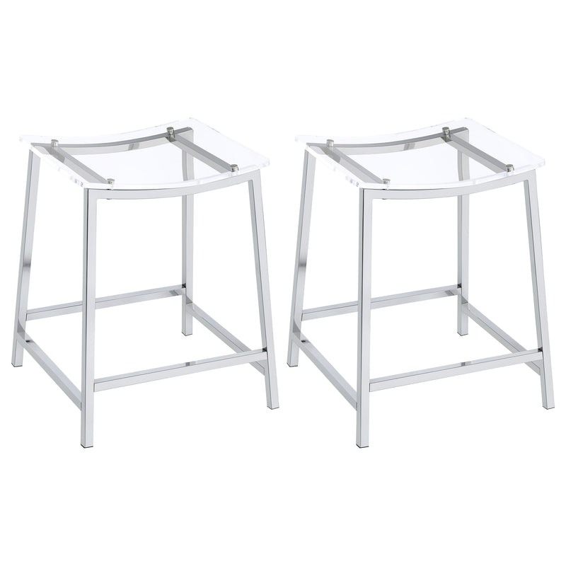 2 Coaster Furniture Jovani Clear Chrome Counter Height Bar Stools
