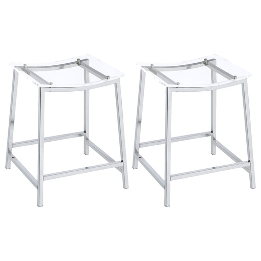2 Coaster Furniture Jovani Clear Chrome Counter Height Bar Stools