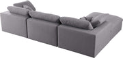 Meridian Furniture Serene Navy Fabric Modular 4pc Sectional with Ottoman