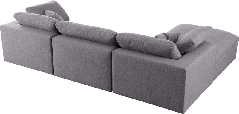Meridian Furniture Serene Navy Fabric Modular 4pc Sectional with Ottoman