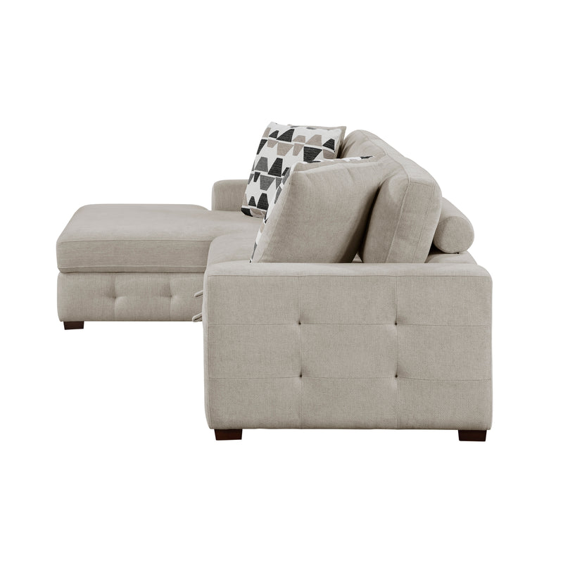 Home Elegance Raife Gray 3pc Sectional with Left Chaise and Ottoman