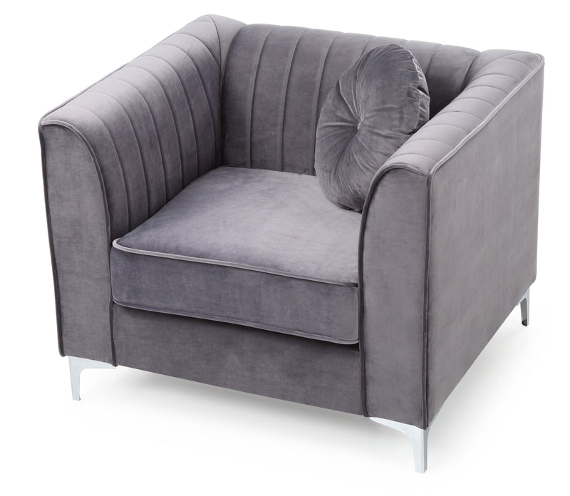 Glory Furniture Delray Gray Velvet Microsuede Chair