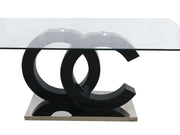 Global Furniture D2207 Black Clear Silver Dining Table