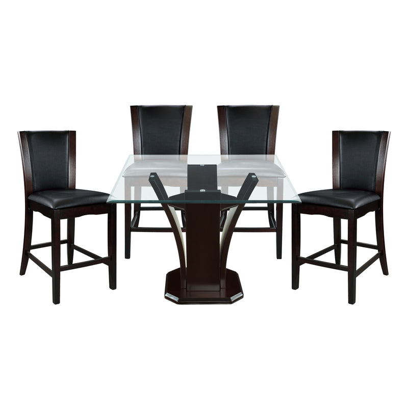 Home Elegance Daisy Espresso Dark Brown Square 5pc Counter Height Set