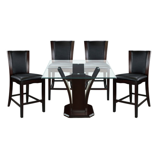 Home Elegance Daisy Espresso Dark Brown Square 5pc Counter Height Set