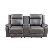 New Classic Furniture Enzo Gray Console Loveseat with Dual Recliners