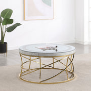 Coaster Furniture Elise Gold 3pc Round Coffee Table Set