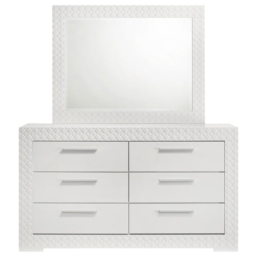 Coaster Furniture Ives White High Gloss Dresser and Mirror