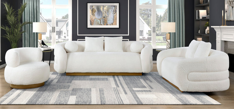 Home Elegance Novella White 3pc Living Room Set