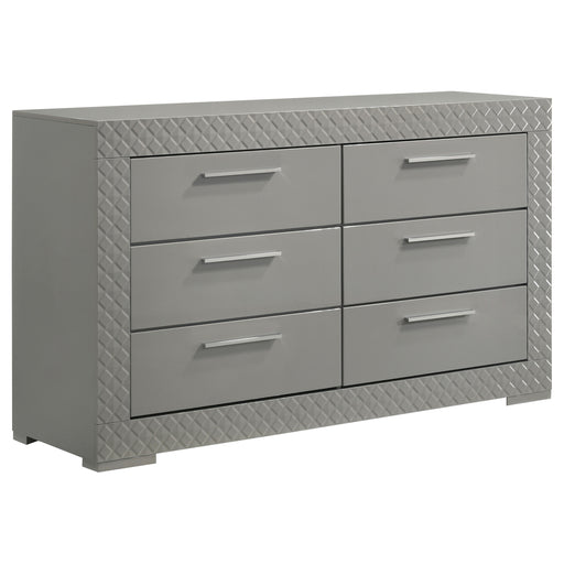 Coaster Furniture Ives Grey High Gloss 6 Drawer Dresser