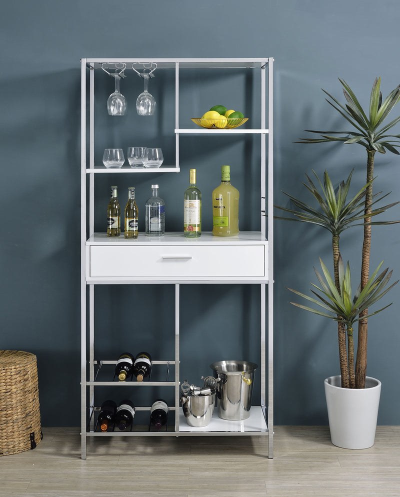 Coaster Furniture Figueroa Glossy White 5 Shelf Wine Cabinet
