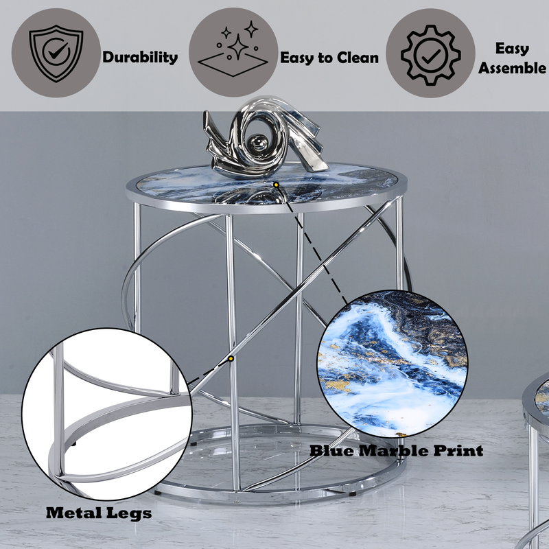 Acme Furniture Lyda Blue Chrome End Table