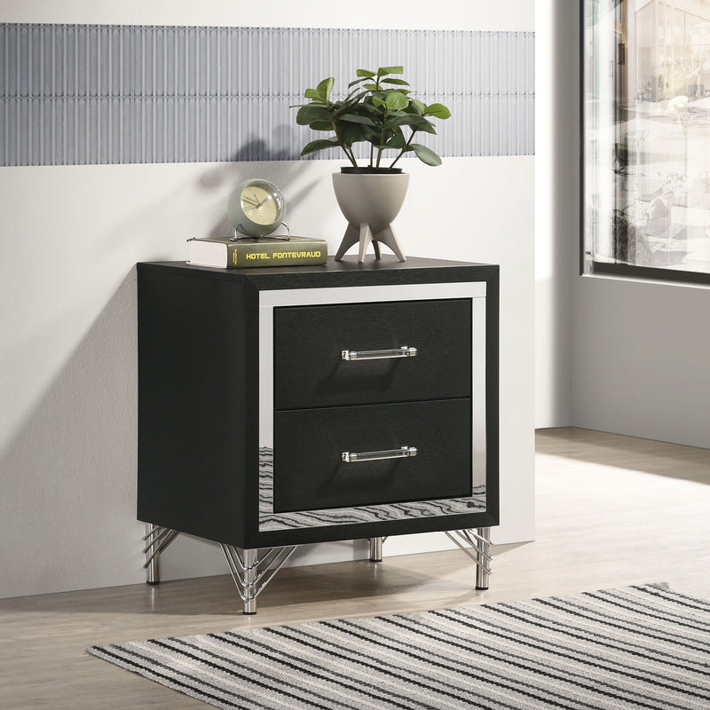 Coaster Furniture Lucia Black 2 Drawer Nightstand