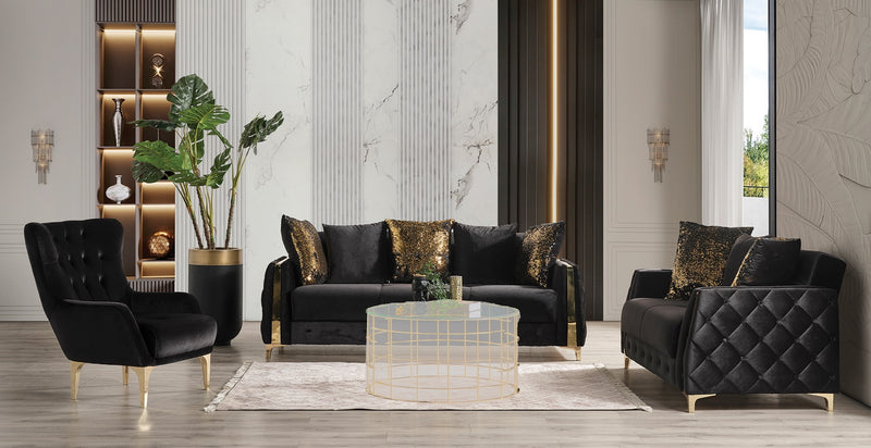 Galaxy Home Lust Black 3pc Living Room Set