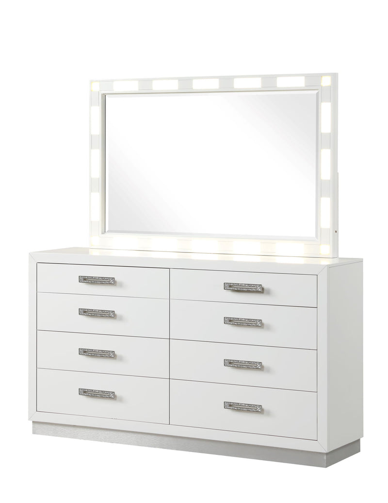 Galaxy Home Coco Milky White Dresser and Mirror