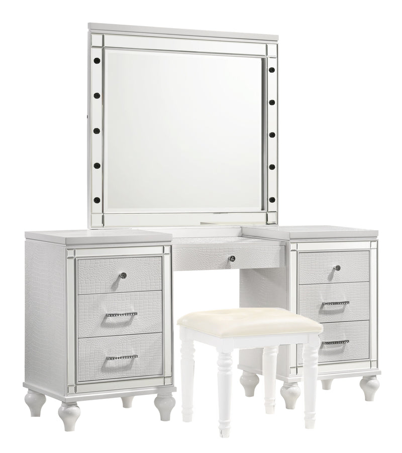 New Classic Furniture Valentino White Vanity Desk with Mirror
