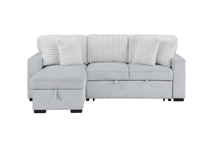 Global Furniture U0204 Light Grey White Reversible Pull Out Sofa Bed