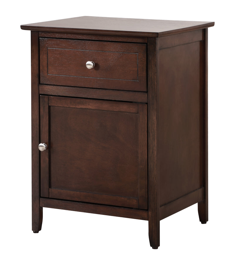 Glory Furniture Izzy Cappuccino 1 Drawer 1 Door Nightstand