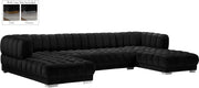 Meridian Furniture Gwen Black Velvet 3pc Sectional