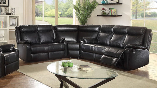 Glory Furniture Ward Black Faux Leather 3pc Sectional