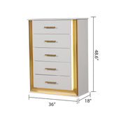 Galaxy Home Obsession White Gold 5 Drawers Chest