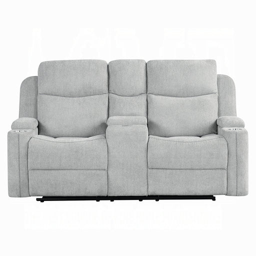 Acme Furniture Galya Light Gray Motion Loveseat with Console