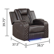 Galaxy Home Benz Brown LED Power Reclining Chair