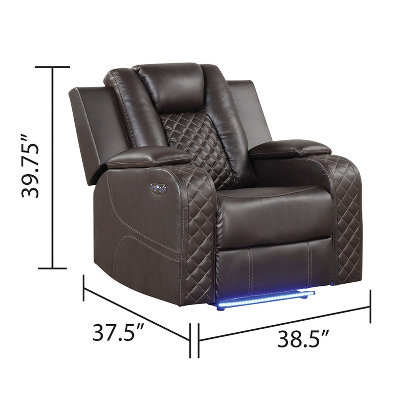 Galaxy Home Benz Brown LED Power Reclining Chair
